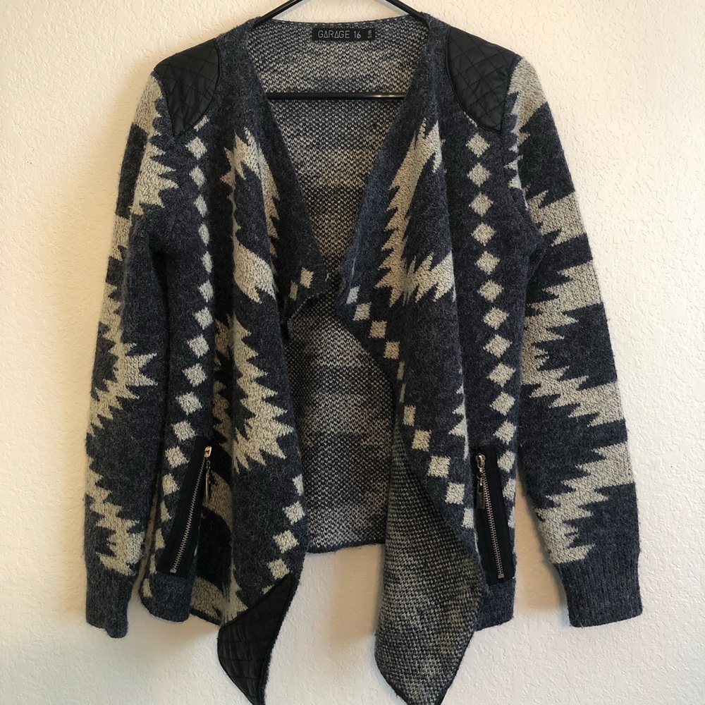 Boho navy/cream draped jacket size s/m